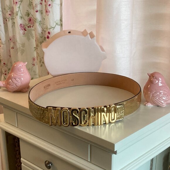 Moschino gold logo wrap belt, Sz. 42